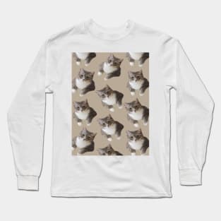 1980s Funny cute beige tan american wirehair cat Long Sleeve T-Shirt